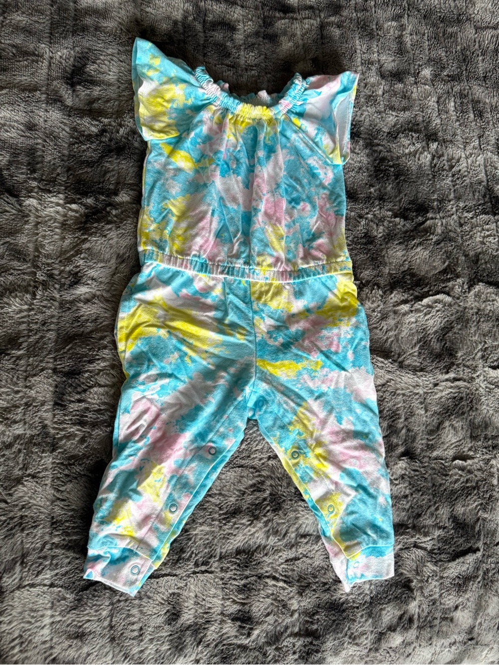 Wonder Nation 12M Pastel Tie Dye Flutter Sleeve Romper